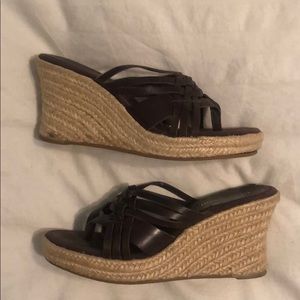 Brown Leather Wedges